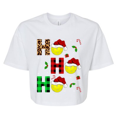 Xmas Holiday Matching Santa Ho Ho Ho Pickleball Christmas Gift Bella+Canvas Jersey Crop Tee