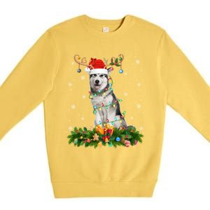 Xmas Holiday Reindeer Santa Alaskan Malamute Dog Christmas Gift Premium Crewneck Sweatshirt