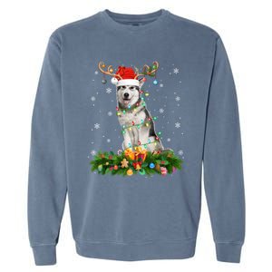 Xmas Holiday Reindeer Santa Alaskan Malamute Dog Christmas Gift Garment-Dyed Sweatshirt