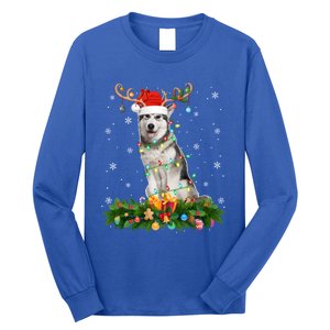 Xmas Holiday Reindeer Santa Alaskan Malamute Dog Christmas Gift Long Sleeve Shirt