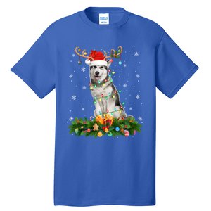 Xmas Holiday Reindeer Santa Alaskan Malamute Dog Christmas Gift Tall T-Shirt