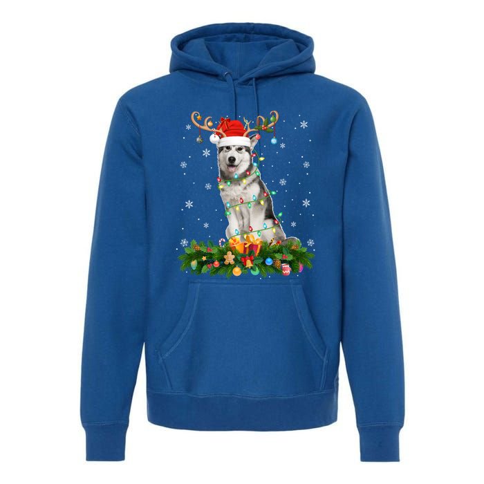 Xmas Holiday Reindeer Santa Alaskan Malamute Dog Christmas Gift Premium Hoodie