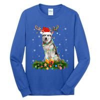 Xmas Holiday Reindeer Santa Alaskan Malamute Dog Christmas Gift Tall Long Sleeve T-Shirt