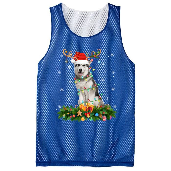 Xmas Holiday Reindeer Santa Alaskan Malamute Dog Christmas Gift Mesh Reversible Basketball Jersey Tank