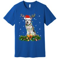 Xmas Holiday Reindeer Santa Alaskan Malamute Dog Christmas Gift Premium T-Shirt