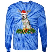 Xmas Holiday Reindeer Santa Alaskan Malamute Dog Christmas Gift Tie-Dye Long Sleeve Shirt