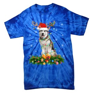 Xmas Holiday Reindeer Santa Alaskan Malamute Dog Christmas Gift Tie-Dye T-Shirt