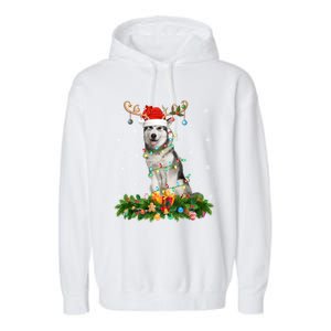 Xmas Holiday Reindeer Santa Alaskan Malamute Dog Christmas Gift Garment-Dyed Fleece Hoodie