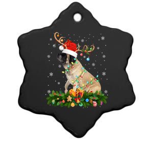 Xmas Holiday Reindeer Santa English Mastiff Dog Christmas Meaningful Gift Ceramic Star Ornament