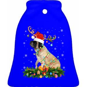 Xmas Holiday Reindeer Santa English Mastiff Dog Christmas Meaningful Gift Ceramic Bell Ornament