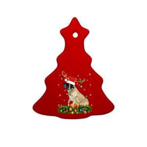 Xmas Holiday Reindeer Santa English Mastiff Dog Christmas Meaningful Gift Ceramic Tree Ornament