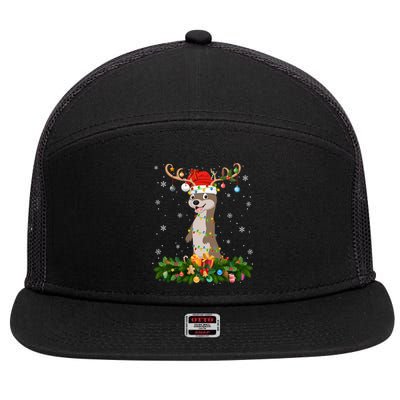 Xmas Holiday Reindeer Hat Santa Sea Otter Christmas Cool Gift 7 Panel Mesh Trucker Snapback Hat