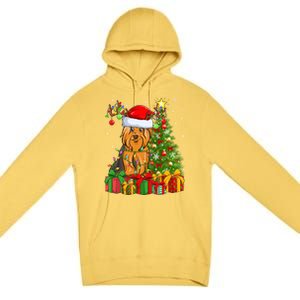 Xmas Holiday Santa Yorkshire Terrier Dog Christmas Tree Gift Premium Pullover Hoodie