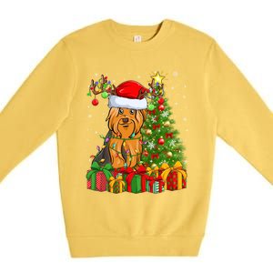 Xmas Holiday Santa Yorkshire Terrier Dog Christmas Tree Gift Premium Crewneck Sweatshirt