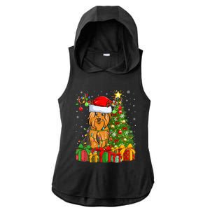 Xmas Holiday Santa Yorkshire Terrier Dog Christmas Tree Gift Ladies PosiCharge Tri-Blend Wicking Draft Hoodie Tank