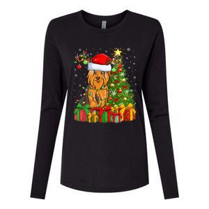 Xmas Holiday Santa Yorkshire Terrier Dog Christmas Tree Gift Womens Cotton Relaxed Long Sleeve T-Shirt