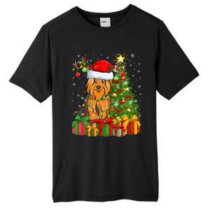 Xmas Holiday Santa Yorkshire Terrier Dog Christmas Tree Gift Tall Fusion ChromaSoft Performance T-Shirt