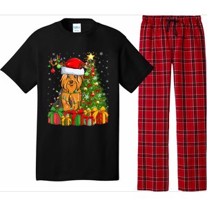 Xmas Holiday Santa Yorkshire Terrier Dog Christmas Tree Gift Pajama Set