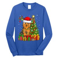 Xmas Holiday Santa Yorkshire Terrier Dog Christmas Tree Gift Long Sleeve Shirt