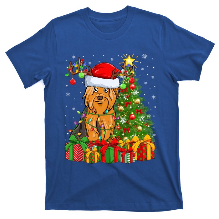 Xmas Holiday Santa Yorkshire Terrier Dog Christmas Tree Gift T-Shirt