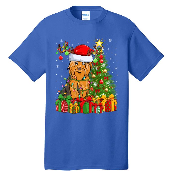 Xmas Holiday Santa Yorkshire Terrier Dog Christmas Tree Gift Tall T-Shirt