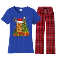 Xmas Holiday Santa Yorkshire Terrier Dog Christmas Tree Gift Women's Flannel Pajama Set