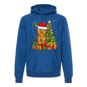 Xmas Holiday Santa Yorkshire Terrier Dog Christmas Tree Gift Premium Hoodie