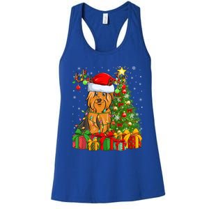 Xmas Holiday Santa Yorkshire Terrier Dog Christmas Tree Gift Women's Racerback Tank