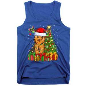 Xmas Holiday Santa Yorkshire Terrier Dog Christmas Tree Gift Tank Top