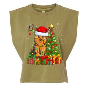 Xmas Holiday Santa Yorkshire Terrier Dog Christmas Tree Gift Garment-Dyed Women's Muscle Tee