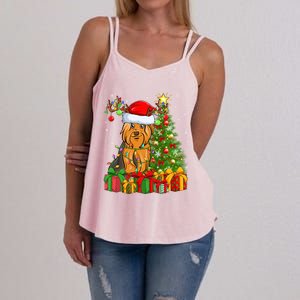 Xmas Holiday Santa Yorkshire Terrier Dog Christmas Tree Gift Women's Strappy Tank