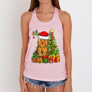 Xmas Holiday Santa Yorkshire Terrier Dog Christmas Tree Gift Women's Knotted Racerback Tank