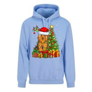 Xmas Holiday Santa Yorkshire Terrier Dog Christmas Tree Gift Unisex Surf Hoodie