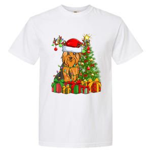 Xmas Holiday Santa Yorkshire Terrier Dog Christmas Tree Gift Garment-Dyed Heavyweight T-Shirt