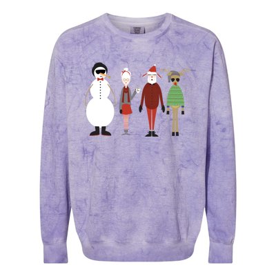 Xmas Hipster Santa And Mrs Claus Snow Rudy Reindeer Gift Colorblast Crewneck Sweatshirt