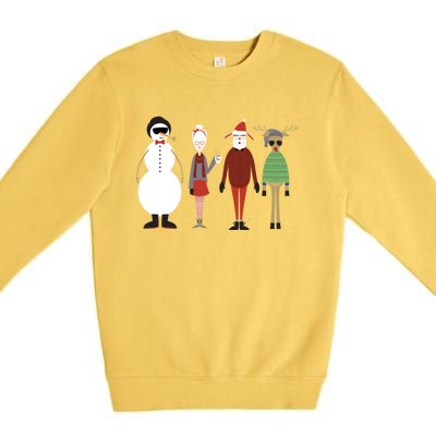 Xmas Hipster Santa And Mrs Claus Snow Rudy Reindeer Gift Premium Crewneck Sweatshirt