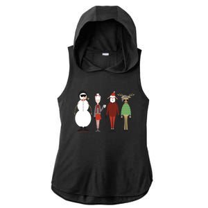 Xmas Hipster Santa And Mrs Claus Snow Rudy Reindeer Gift Ladies PosiCharge Tri-Blend Wicking Draft Hoodie Tank