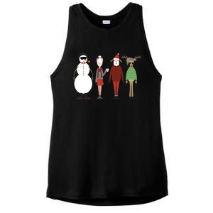 Xmas Hipster Santa And Mrs Claus Snow Rudy Reindeer Gift Ladies PosiCharge Tri-Blend Wicking Tank