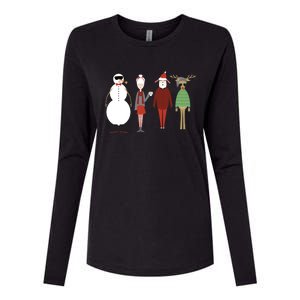 Xmas Hipster Santa And Mrs Claus Snow Rudy Reindeer Gift Womens Cotton Relaxed Long Sleeve T-Shirt