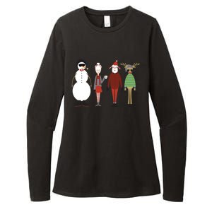 Xmas Hipster Santa And Mrs Claus Snow Rudy Reindeer Gift Womens CVC Long Sleeve Shirt