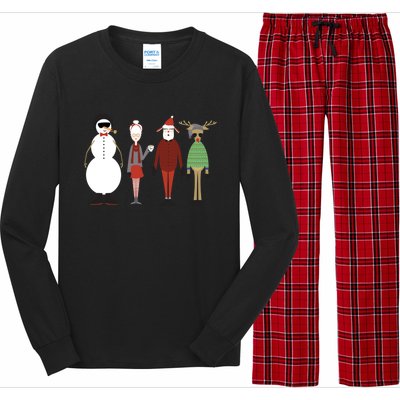 Xmas Hipster Santa And Mrs Claus Snow Rudy Reindeer Gift Long Sleeve Pajama Set