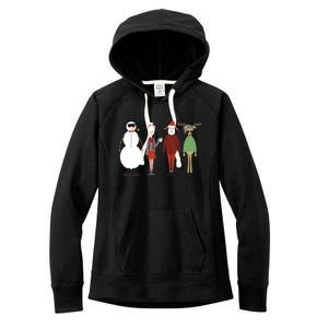 Xmas Hipster Santa And Mrs Claus Snow Rudy Reindeer Gift Women's Fleece Hoodie