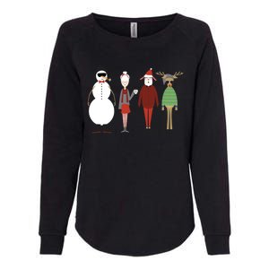 Xmas Hipster Santa And Mrs Claus Snow Rudy Reindeer Gift Womens California Wash Sweatshirt