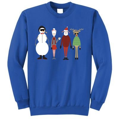 Xmas Hipster Santa And Mrs Claus Snow Rudy Reindeer Gift Sweatshirt