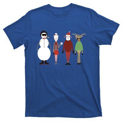 Xmas Hipster Santa And Mrs Claus Snow Rudy Reindeer Gift T-Shirt