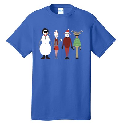 Xmas Hipster Santa And Mrs Claus Snow Rudy Reindeer Gift Tall T-Shirt