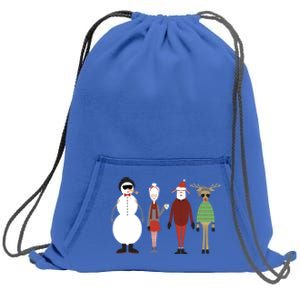 Xmas Hipster Santa And Mrs Claus Snow Rudy Reindeer Gift Sweatshirt Cinch Pack Bag