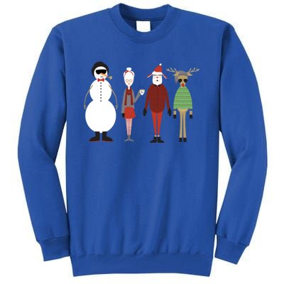 Xmas Hipster Santa And Mrs Claus Snow Rudy Reindeer Gift Tall Sweatshirt