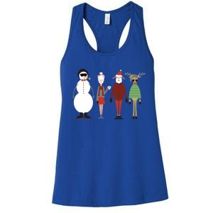 Xmas Hipster Santa And Mrs Claus Snow Rudy Reindeer Gift Women's Racerback Tank