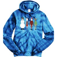 Xmas Hipster Santa And Mrs Claus Snow Rudy Reindeer Gift Tie Dye Hoodie